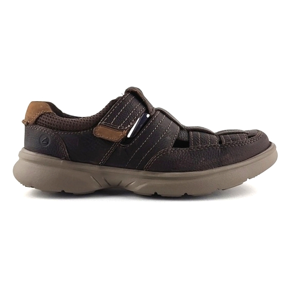 Clarks Brown Leather Fisherman Sandal with Tan Accent